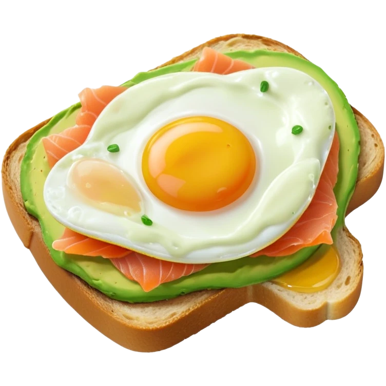 avocado toast with salmon and eggs, under green cream  emoji