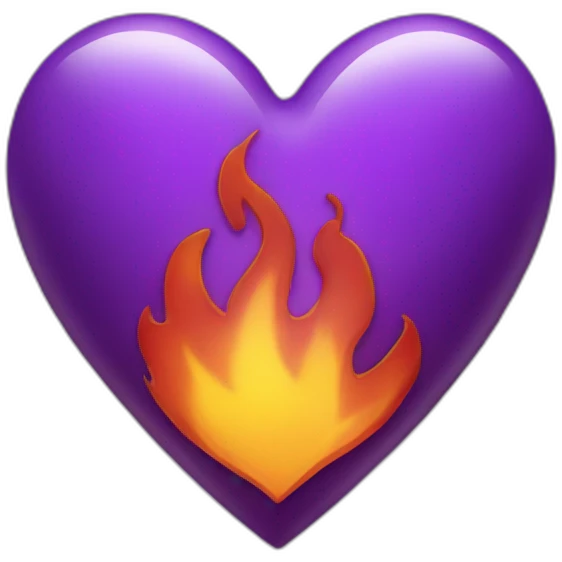 Purple heart with fire emoji