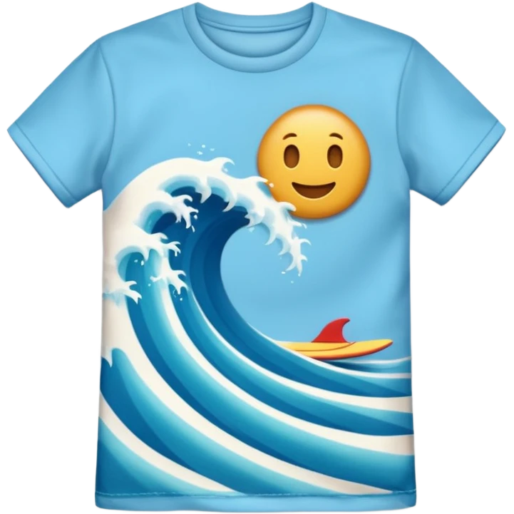 3D emoji-style icon of a t-shirt with a surf wave, soft and smooth texture, realistic lighting and shadows.
 emoji