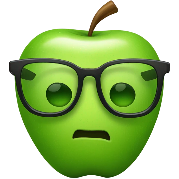 Green apple with glasses emoji