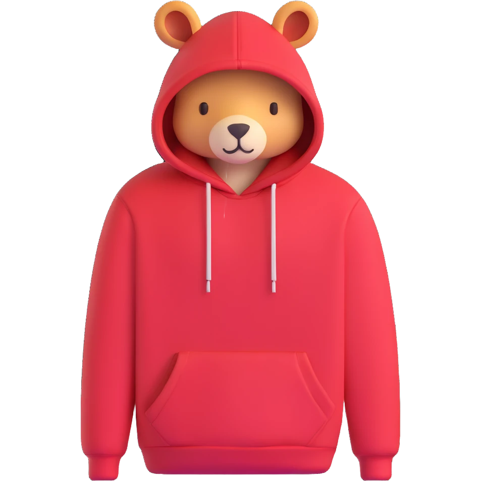 Cozy red hoodie with drawstring and kangaroo pocket emoji
