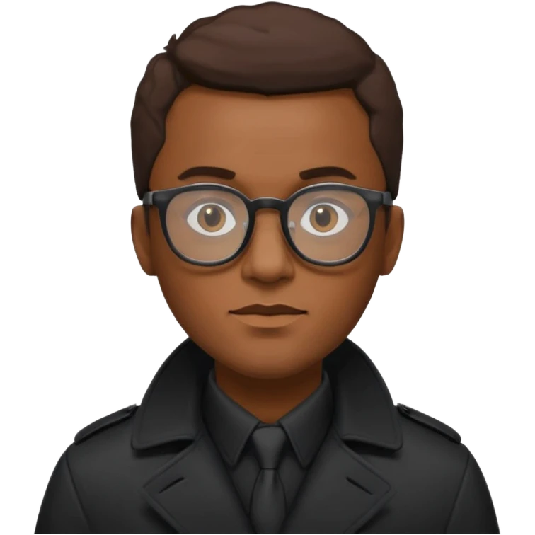 black man in black trenchcoat and glasses emoji