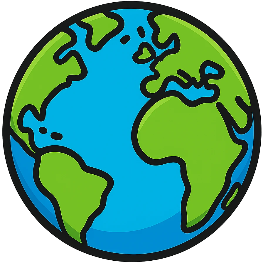 cartoonish planet earth sphere with bright colors, no background emoji