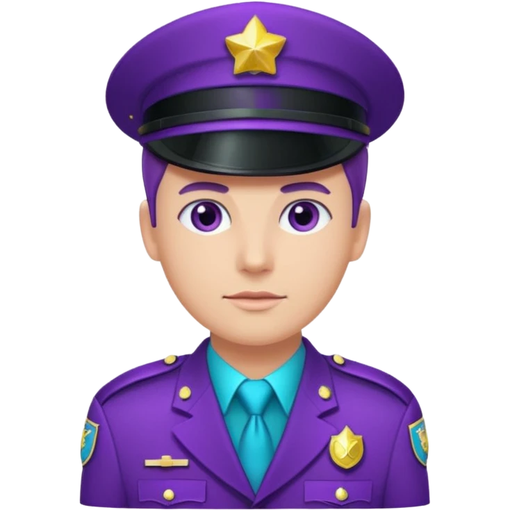 glitter purple and cian pin officer emoji