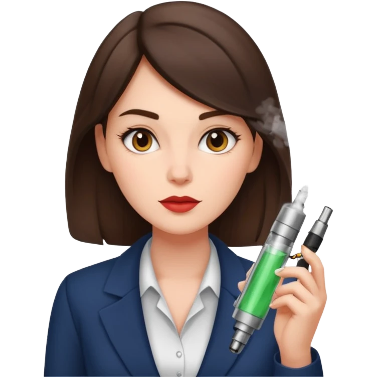brunette office girl, vape named larisa emoji