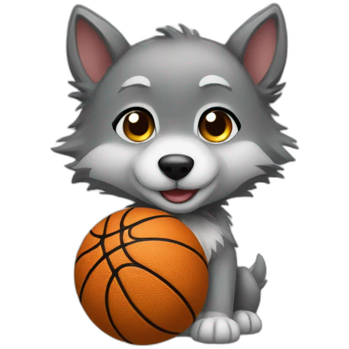baby wolf with basketball emoji