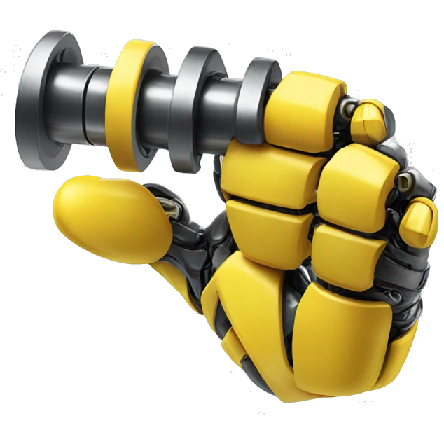 Yellow mechanical cyborg bicep that’s flexing emoji