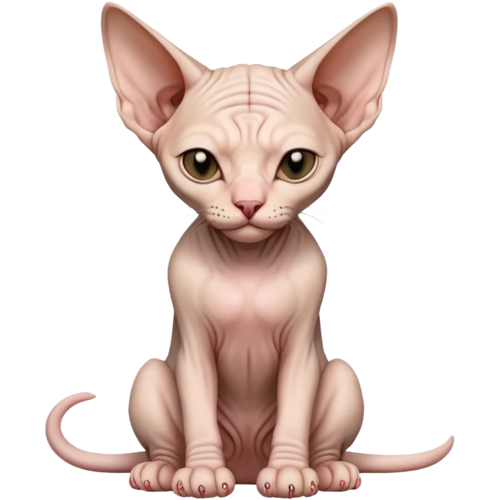 hairless sphynx cat full body sitting with eyes closed emoji