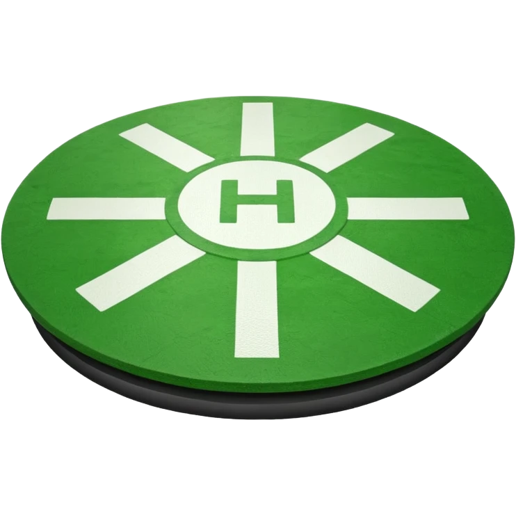 a helipad with a green surface and an H in the center emoji
