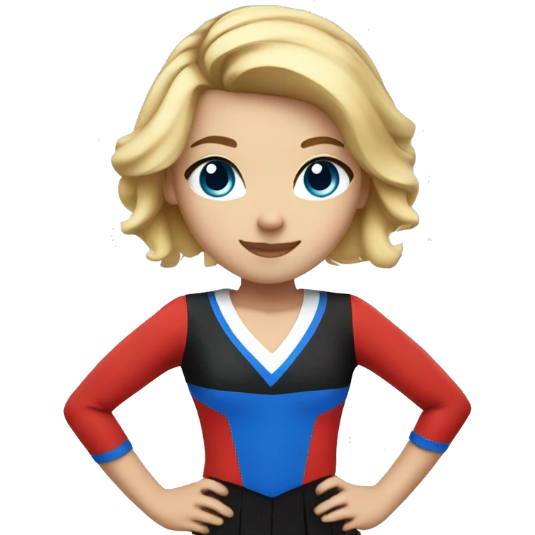 girl wearing red and black uniform American with blonde hair and blue eyes doing cheerleading  emoji