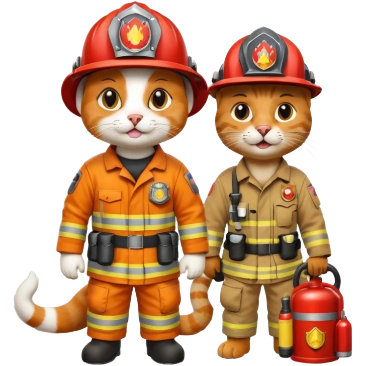 cat on the fire and firefighter dog help emoji