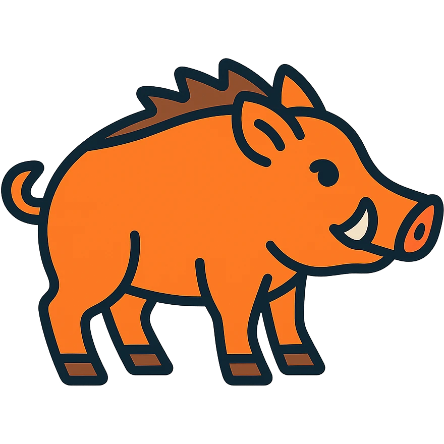 orange wild pig icon with color outline and black outlines emoji