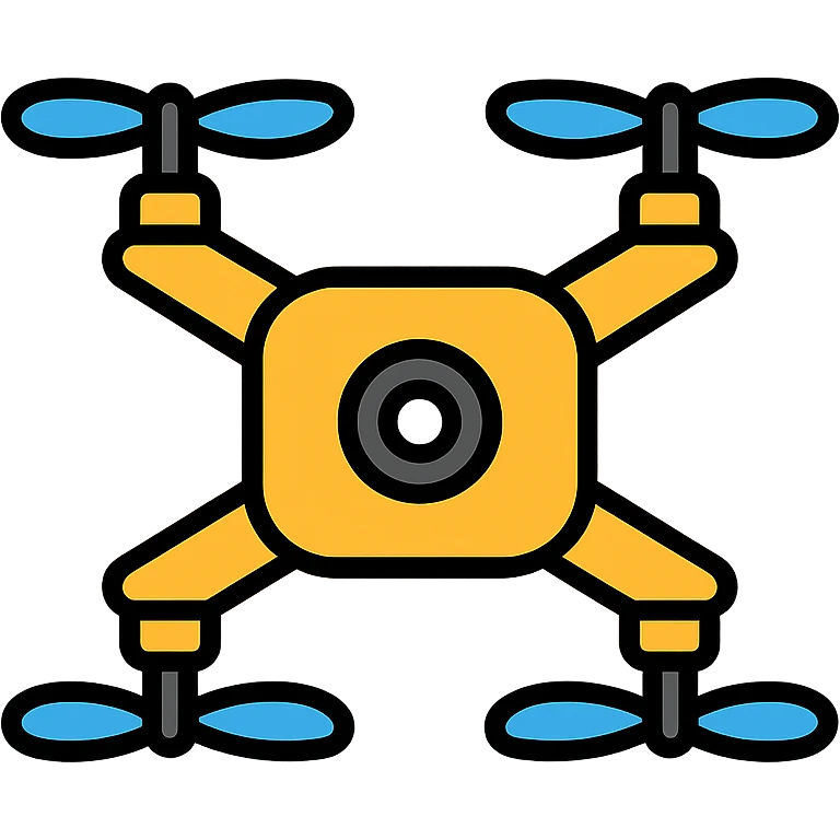 drone with propellers visible, color icon style, simple and bold, flat design emoji