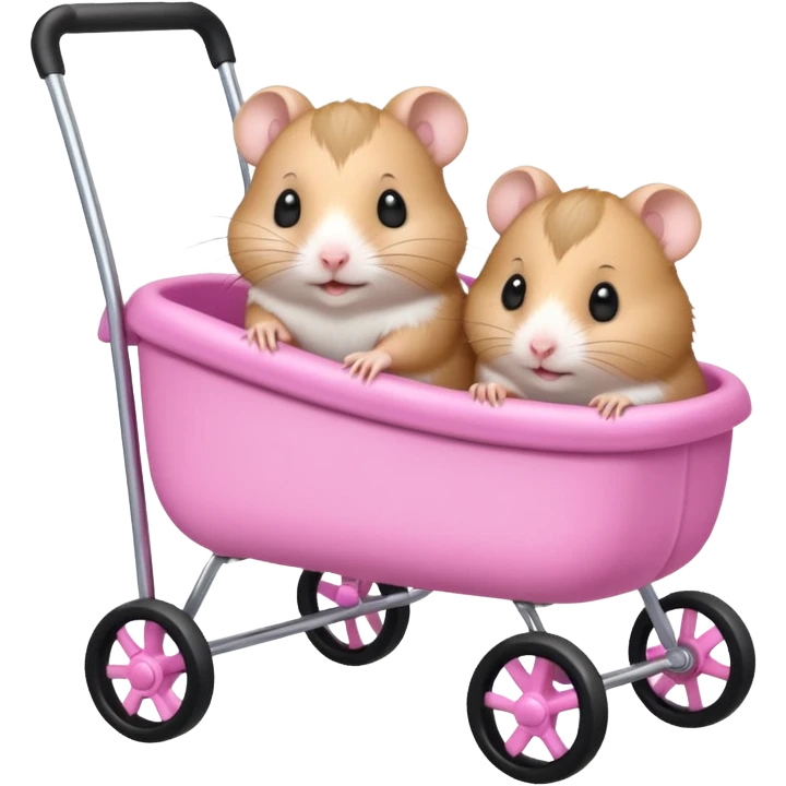 Hamster pushing a baby hamster in a baby troller pink emoji