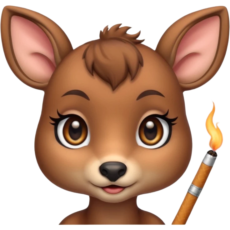 Cute female deer with cigarette with a bow bigger eyes bigger eyeliner and eyelash emoji