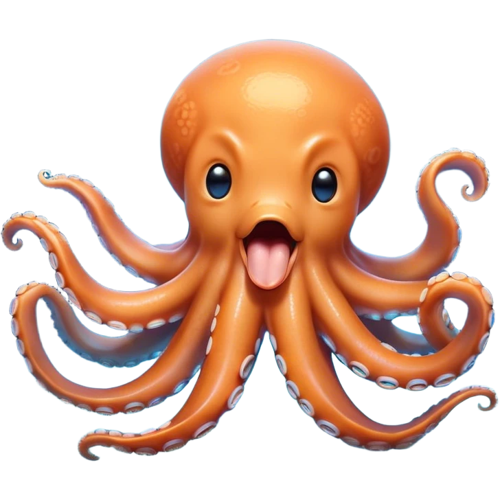 Cinematic Cute Yawning Octopus Portrait Emoji, Head tilted slightly with a dramatic, wide-open yawn, showcasing a plump, light orange body decorated with delicate blue rings and loosely draped arms with sleepy, half-closed eyes, Simplified yet irresistibly adorable features, highly detailed, glowing with a soft, cozy underwater glow, high shine, relaxed yet expressive, stylized with a hint of whimsical aquatic charm, soft glowing outline, capturing the essence of a drowsy yet affectionate octopus that appears ready to stretch and yawn its way out of the screen! emoji