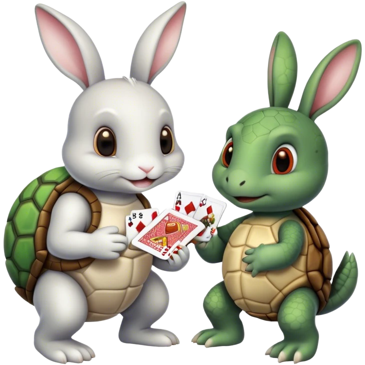 Bunny and turtle playing cards emoji