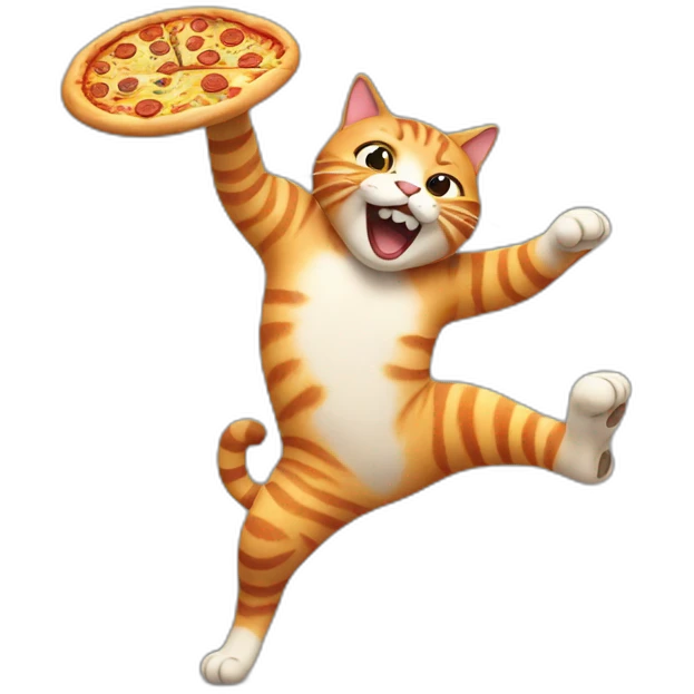 heavy cat dancing with pizza emoji