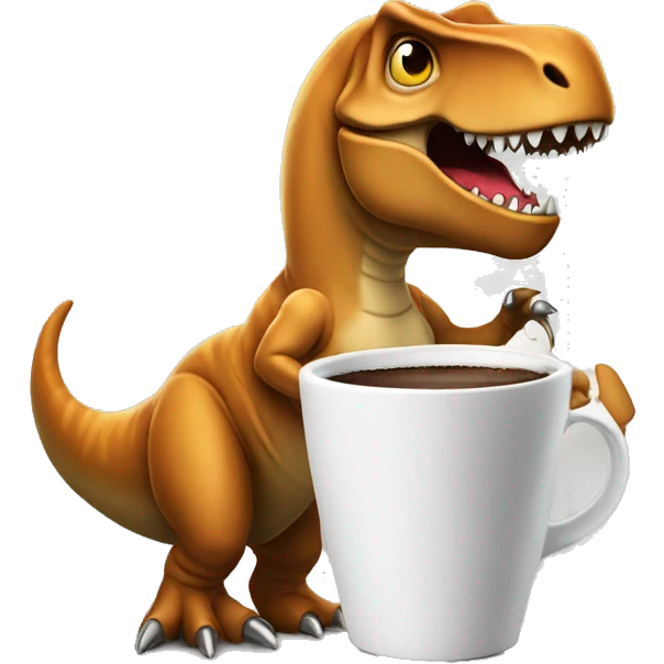 coffee drinking t rex emoji