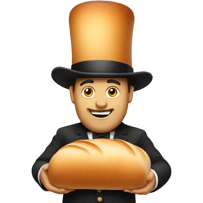 Long Bread guy with a top hat emoji