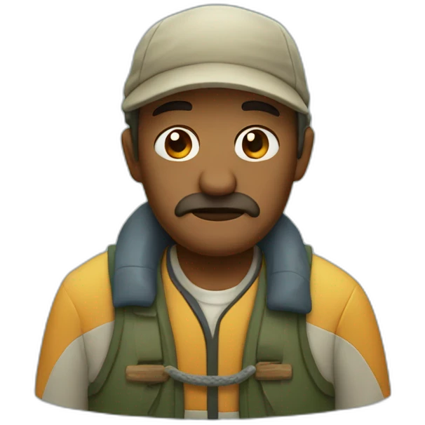 sad fisherman without fish emoji