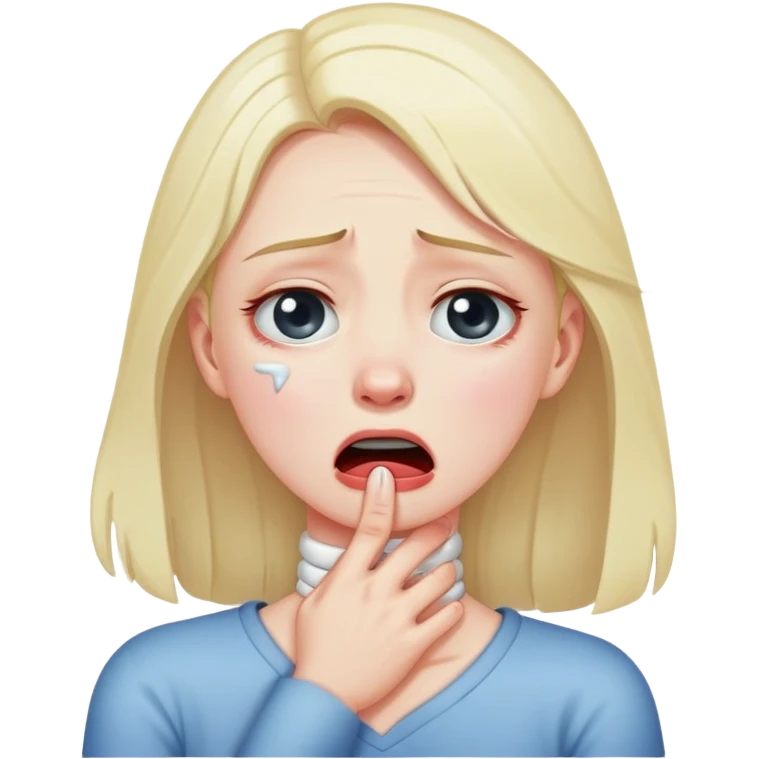 girl with both her hands choking her neck while crying emoji