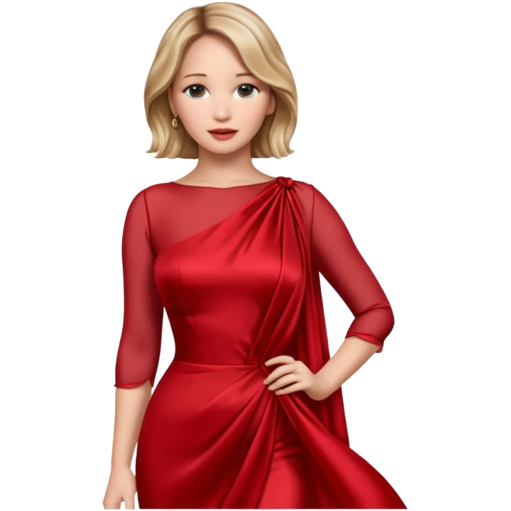 Jennifer Lawrence, in a red dress emoji