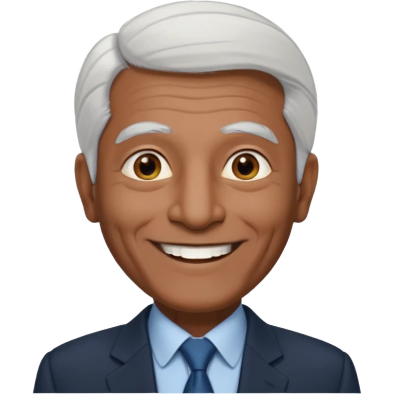 70 yr old man, thin white hair, pakistani, business suit, big smile, dark skin, no facial hair
 emoji