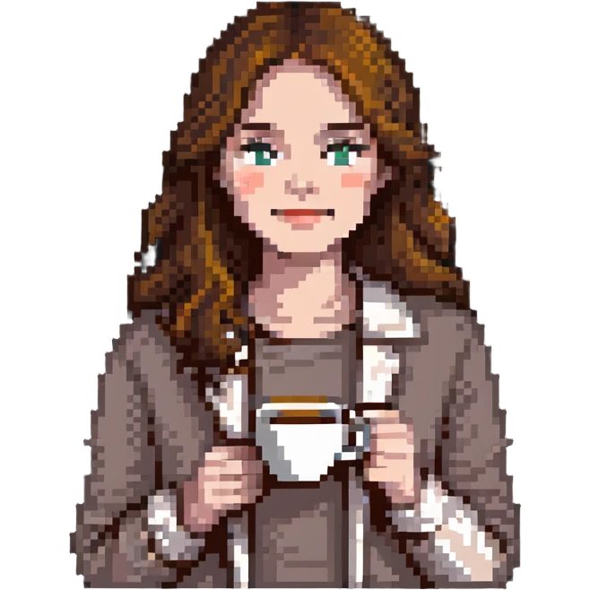 brown-haired woman drinking coffee emoji
