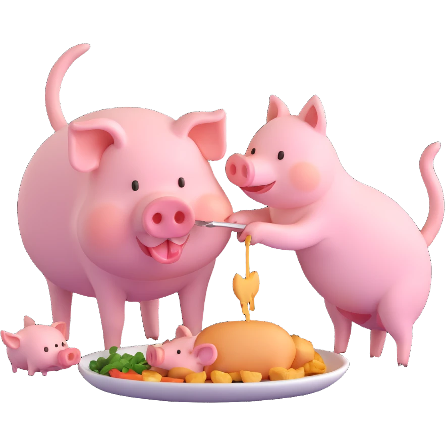 A cat eats a pig emoji