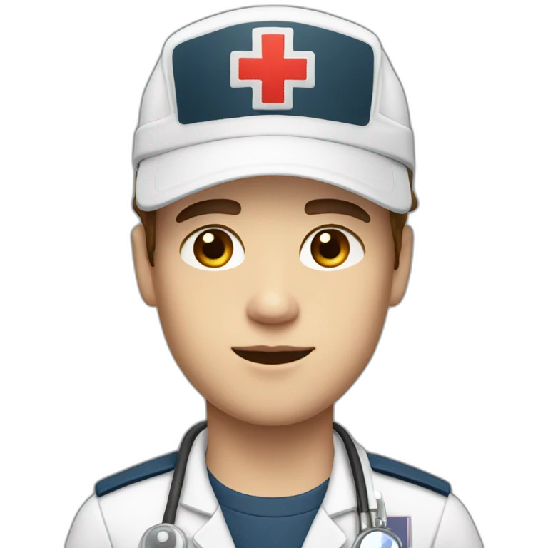 Ambulance yung man with white skin and brown hair and a cap emoji