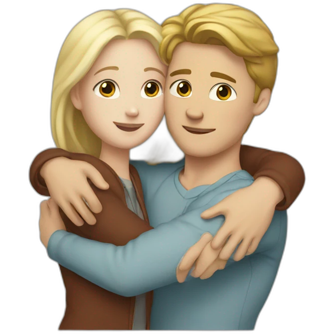 white boy and white girl hug emoji