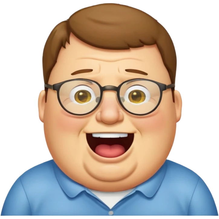 peter griffin with glasses as a laughing crying emoji in Midjourney style emoji