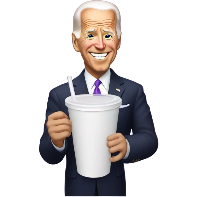 joe biden holding a purple drink in a white foam cup emoji