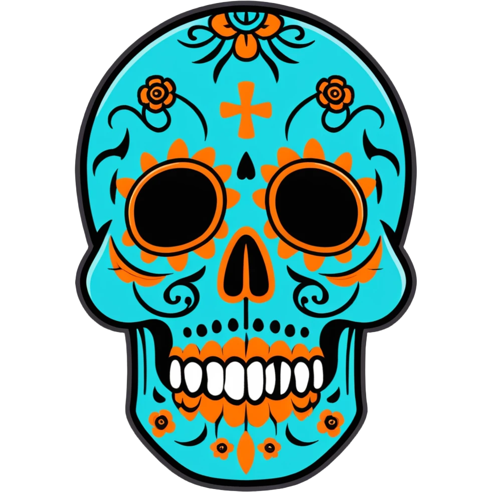 teal and orange sugar skull emoji