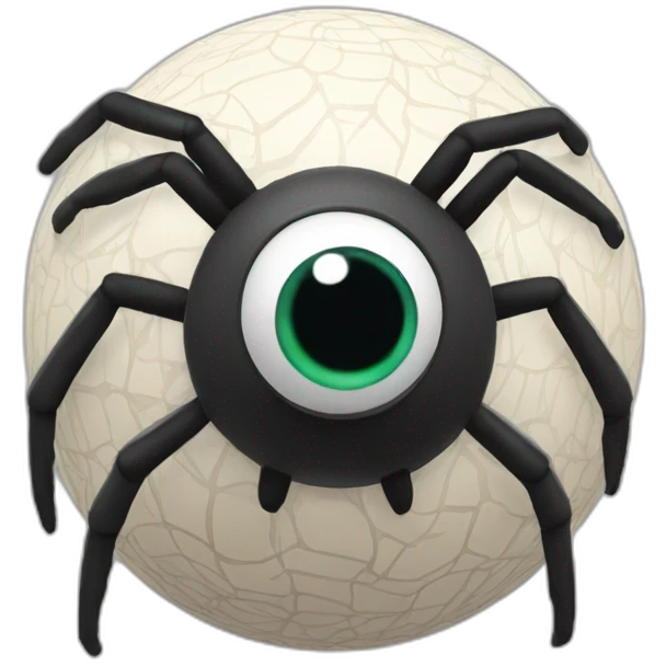 3d sphere with a cartoon spider skin texture with big playful eyes emoji