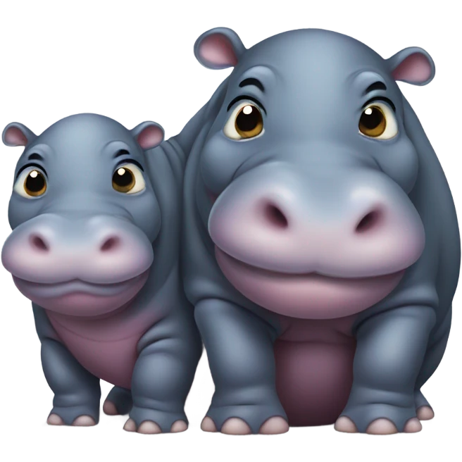 Chonky baby hippo loving her mom emoji