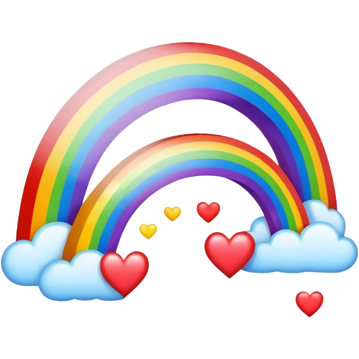 Double rainbow with hearts emoji