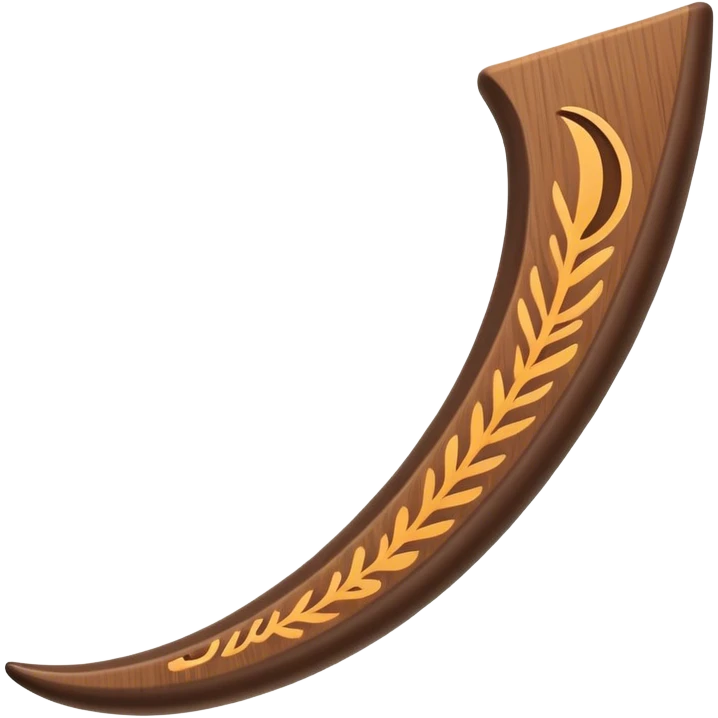 Cinematic Realistic Boomerang Emoji, depicted as a sleek, curved traditional Aboriginal tool rendered with detailed textures and a dynamic sense of motion, symbolizing cultural significance and natural craftsmanship under warm earthy lighting. emoji