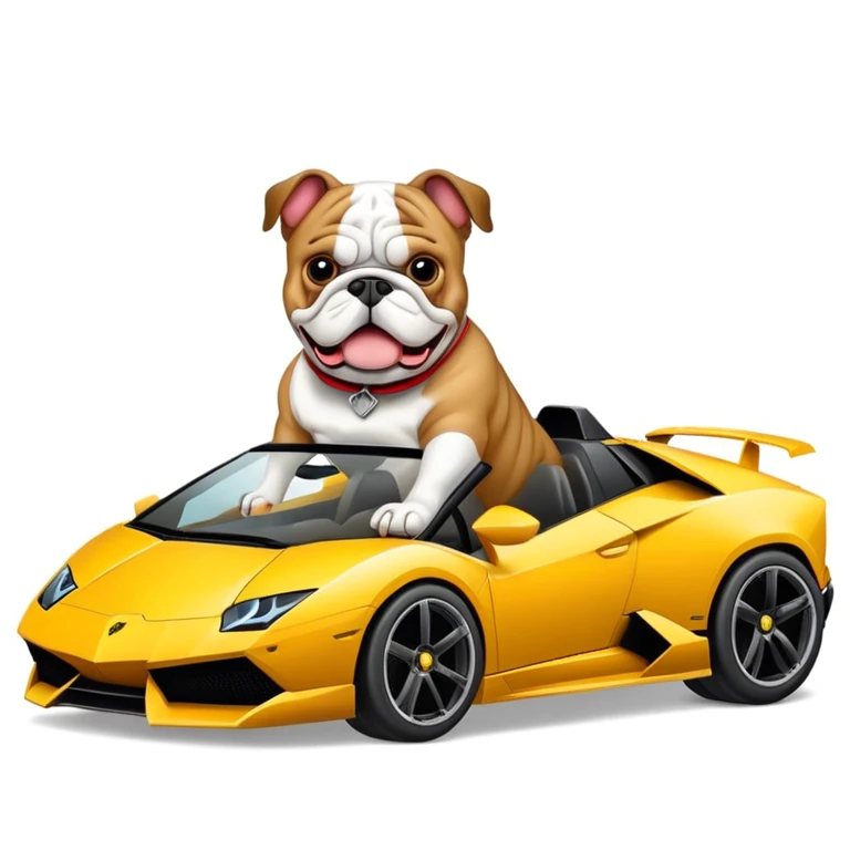 Bulldog driving a lamborghini emoji