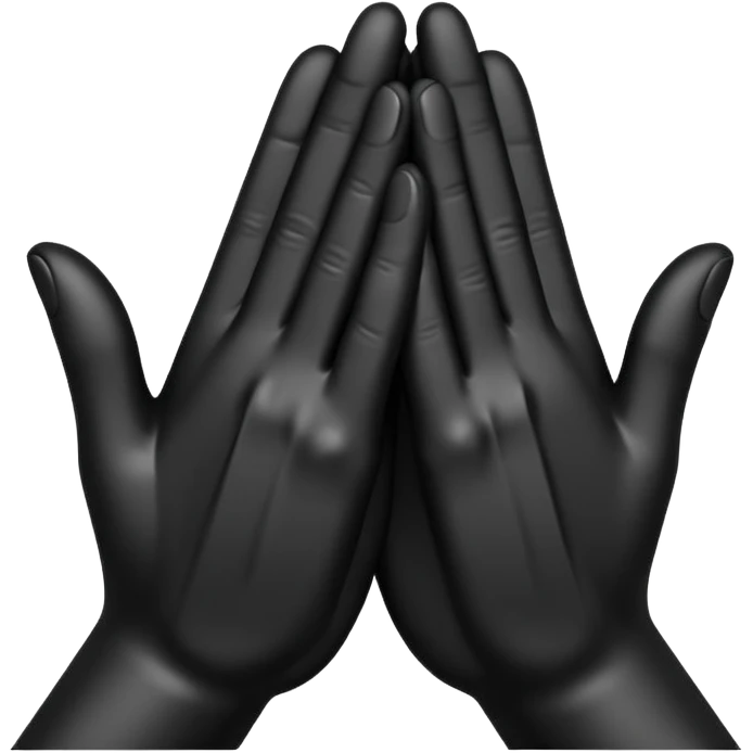 Minimal emoji, abstract praying hands simplified into solid black metal forms, subtle sacred reference, fashion avant-garde minimalism, no details, no glow, no neon, flat emoji style, centered, transparent background emoji