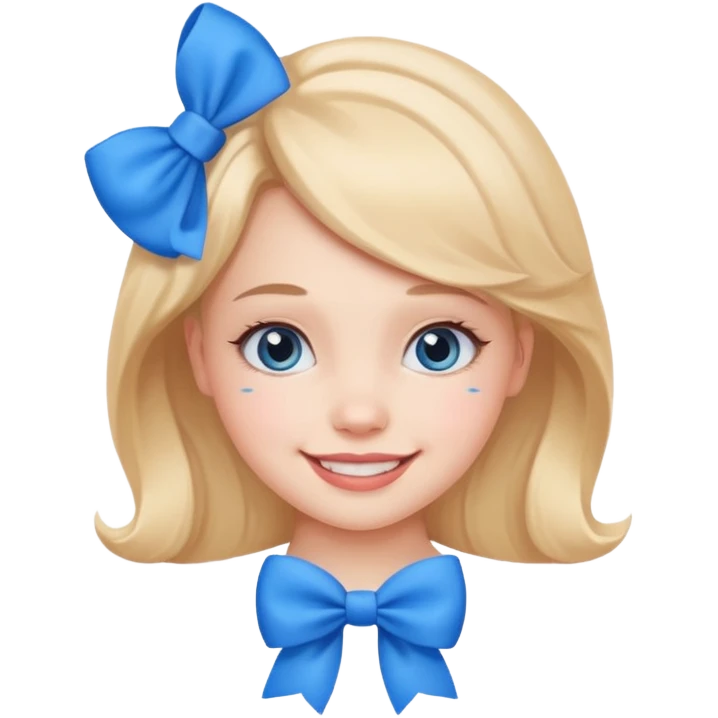 girl tied with blue bow emoji