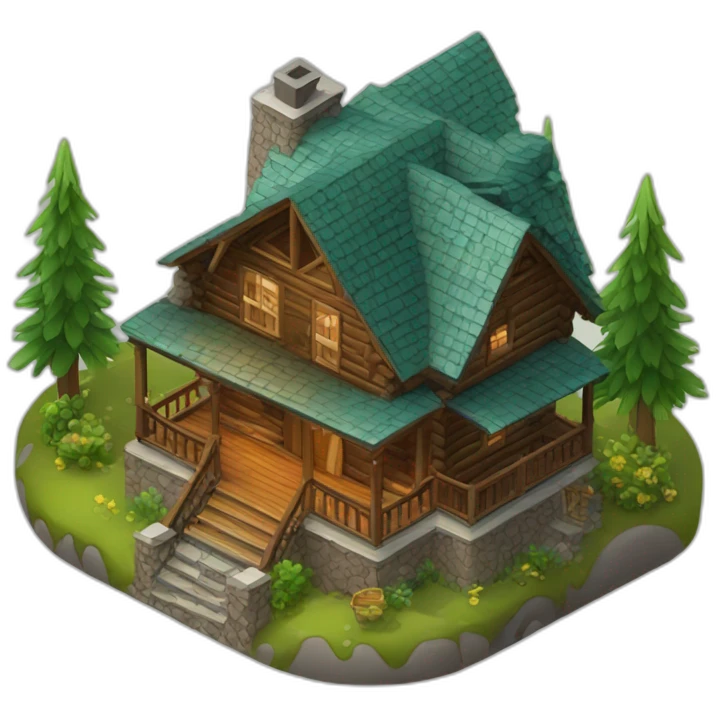 3d-isometric-Mountain-Cabin-mansion emoji