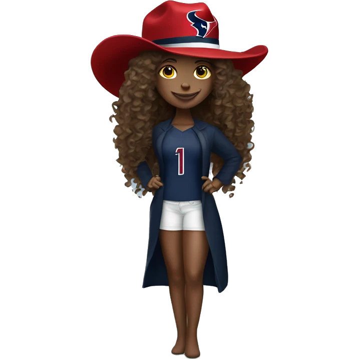 HOUSTON TEXANS hat woman with long curly hair  emoji