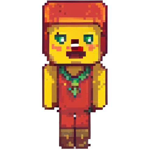 Minecraft report emoji, pixel art style, blocky, with an exclamation mark, yellow and red colors, inspired by Minecraft game emoji