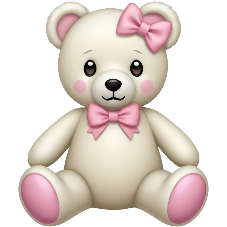 white Teddy bear with khaki pink bow emoji