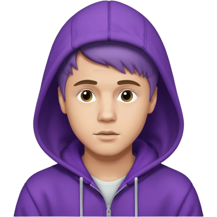 justin bieber, wear purple hoodie emoji