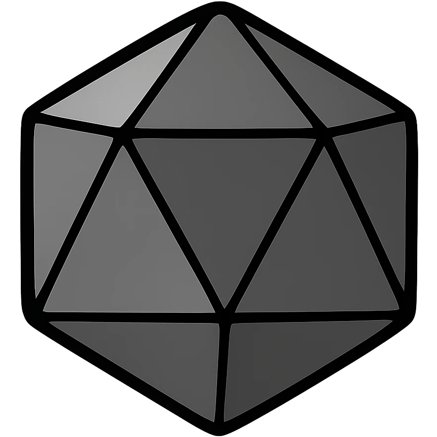 dark grey icosahedron, minimal, flat style, no background emoji