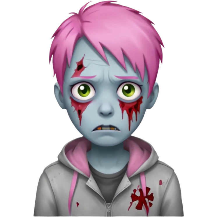 Sad zoombie pink hair emoji