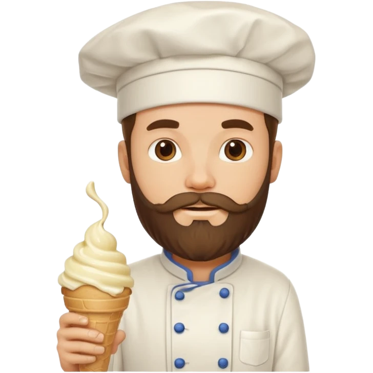 bearded chef holding ice cream emoji
